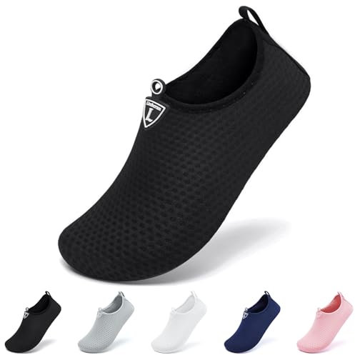 Limberun Wasserschuhe für Damen und Herren,Badeschuhe,Schwimmschuhe,Wasserschuhe seeigelfest für steinstrand Meer, Aquaschuhe Erwachsene,dusch- & Badeschuhe für Herren, Fluss Schwarz 40-41