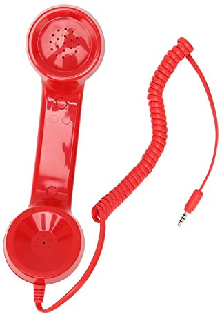 Auricular de Teléfono Retro, Auricular de Teléfono Antiguo con Control de Volumen, Auricular de Teléfono Retro Vintage de 3,5 Mm, Receptor de Teléfono Celular para Todos los (Rojo)