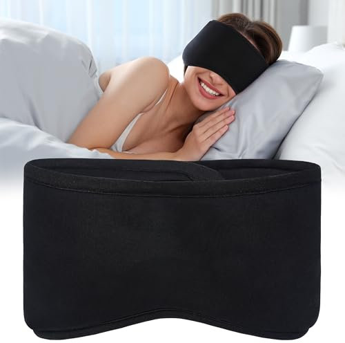 FRESHME Masque de sommeil noir avec cache-oreilles antibruit – Masque de nuit avec cache-oreilles pour homme et femme