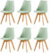EGGREE 6er Set Esszimmerstuhl Skandinavischer SGS Geprüfter, Design Küchenstuhl Essstühle mit Polsterstuhl et Massivholz Buche Bein, Eiscreme-Grün