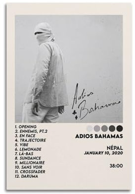 klouds Népal Album Adios Bahamas Poster, dekoratives Gemälde, Leinwand, Schlafzimmer, Kunst, Wohnzimmer, Dekoration, modern, ästhetisches Poster, 30 x 45 cm, ungerahmt