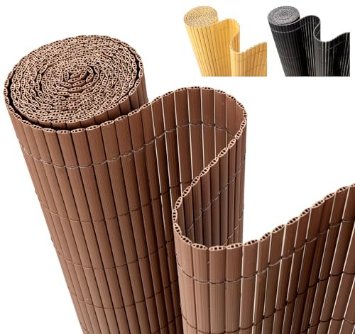 Hengsong Sichtschutzmatte PVC 90x500cm,für Balkon Sichtschutz,Sichtschutz Garten,Sichtschutz Balkon Ohne Bohren,Windschutz Balkon Ohne Bohren,Wind&Wasserdicht,Braun