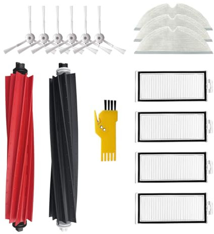 Laimaiou Kit accessori di ricambio per roborock Q8 Max Q8 Max+ Q5 Pro Q5 Pro+ Robot Aspirapolvere 15 Confezioni 1 set di spazzole a rullo, 4 filtri, 6 spazzole laterali, 3 panni Mop