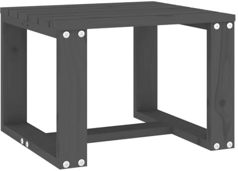 vidaXL Garten Beistelltisch, Rechteckiger Gartentisch Couchtisch, Holztisch Kaffeetisch für Terrasse Garten, Balkontisch Gartenmöbel, Grau Massivholz Kiefer
