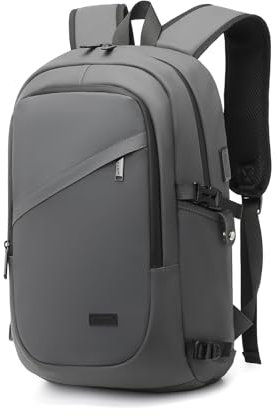 Kono Laptop Backpack, Anti Theft Rucksack for Men Women Travel Work 15.6 Inch Laptop Bag with USB Charging Port Lightweight School Bag for Girls Boys (A-grey, 15.6 inch)