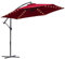 Eulenke 300 cm Parasol avec LED Solaire, Parasol Déporté avec manivelle e pied, Angle d'inclinaison et hauteur réglables, Parasol de jardin avec protection UV pour balcon jardin terrasse, Rouge