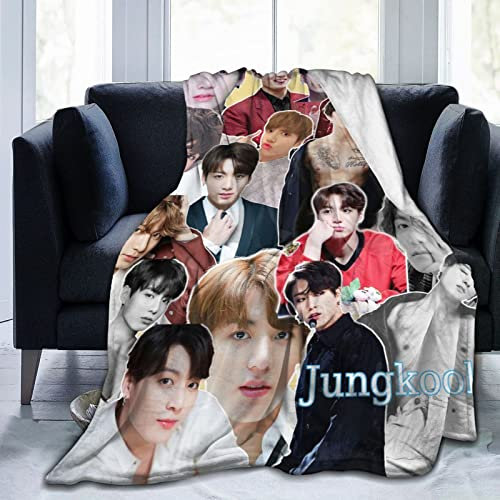 Suehome Jungkook Decke aus weichem und bequemem Wollfleece, Überwurfdecken für Sofa, Büro, Auto, Camping, Yoga, Reisen, Heimdekoration, gemütlich, Plüsch, Stranddecke, Geschenk