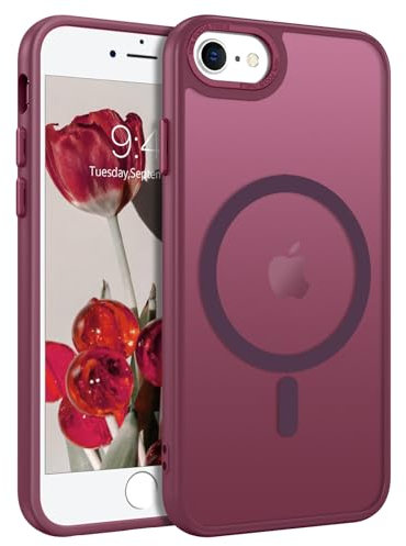 GaoBao Strong Magnetic for iPhone 7/8/SE 2020 Case, Slim iPhone 7/8/SE Case [Compatible with MagSafe] Classic Shockproof Translucent Matte Protective Covers Cases for iPhone 7/8/SE 4.7 -Wine Red