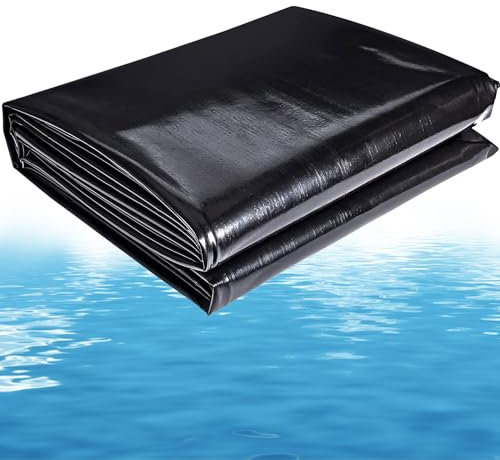 Bcojnlue 1x1m 3x5m 5x8m HDPE Bâche D'étang Noir Étang Liner Imperméable Doublure D'étang Renforcé Membrane D'épaisseur 0.2mm pour Bassin À Koï Piscine Jardins d'eau(Taille:6x20m/20x66ft)