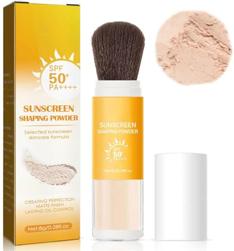 Mineral Sunscreen Setting Powder,SPF 50 Mineral Brush Powder,Powder Sunscreen for Face,Oil Control Natural Matte Finish, Lasting Lightweight Breathable Sun Protection Powder All Skin (One, One Size)