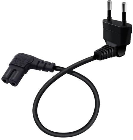 HuaLiSiJi Cable Alimentación C7 90° 2.5A 250V Cable Alimentacion TV 2x0.75mm² para PS4, PS5, Televisores, Computadoras Portátiles, Monitores e Impresoras (Negro 90°, 0.5m)