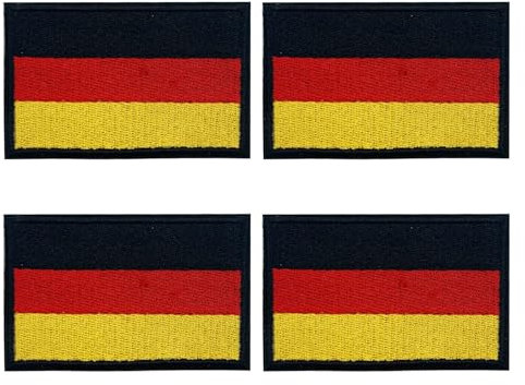 4 Stück Aufnäher Zum Aufbügeln, Deutschland-Flagge-Patch, Abzeichen-Stickerei-Stoff-Patch, Mini-Aufnäher Zum Aufbügeln, Rucksack-Kleidung, Dekorativer Aufnäher