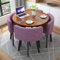 Rundes und quadratisches Esstisch-Set mit Stühlen, moderner Konferenztisch und 4 Stühlen, Empfangstisch und Stuhlkombination, Holz-Küchentisch-Set für 4 Personen, für Wohnzimmer, Esszimmer ( Color : L