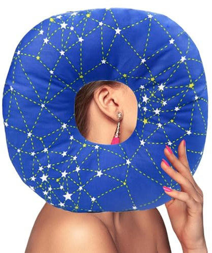 GOMETY Piercing Kissen mit Loch, Donut Kissen für Ohrschmerzen Ohrkissen gegen Ohrenschmerzen Sleepingring für Seitenschläfer zur Schmerzlinderung im Ohr Ohrpflege Kissen Ohrenpiercing Accessoire Blau