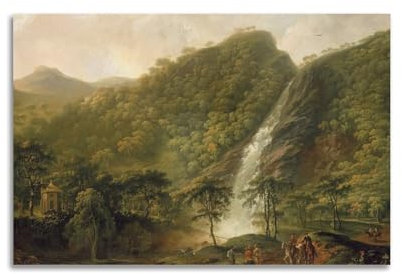 V3902 Poster, Motiv: George The Elder Barret,Blick auf Powerscourt Wasserfall, Kunstdrucke, Vintage-Kunstdruck, Leinwand-Kunstdruck, moderne Familie