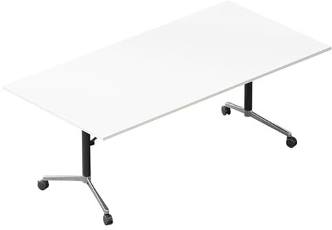 Leomix Klappbarer Konferenzraumtisch, rollender Seminar-Besprechungstisch, mobiler Schulungstisch mit Rollen, für Hochzeitskonferenz-Picknick-Bankett,140 * 80 * 75cm
