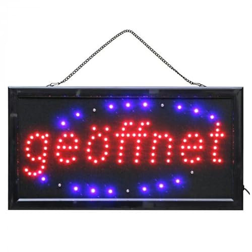LED Schild geöffnet 48x25 cm Kleinschreibung rote Leuchtbuchstaben Reklame Ladenschild Geöffnet offen open Geschäft Leuchtschilder