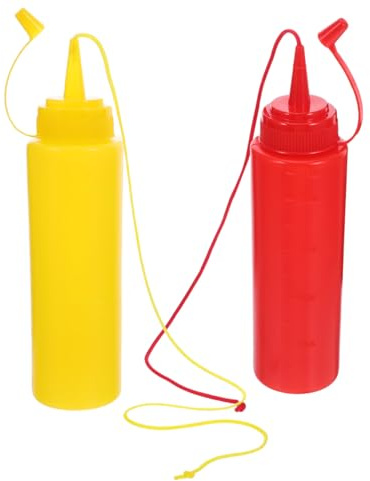 HEMOTON 2st Knifflige Ketchup-Flasche Kleine Ketchupflasche Ketchup-Flaschen Quetschen Lustiges Streichspielzeug Comedy-Requisite Ketchup-senf-Flaschen Halloween-Requisite Streiche Plastik