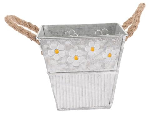 KITANDOVE Maceta de Hierro Jardinera de Hierro florero galvanizado Maceta de Flores secas macetero galvanizado Cubo de Flores Jardinera Jardinera Decorativa Planchar
