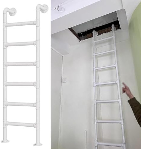 3.3FT~10FT Basement Window Well Egress Ladder, Wall Mounted Metal Step Ladder for Home Loft Climbing Ladders for High Bed Outside Deck RV Apartments Escape Ladder(280cm/110in)