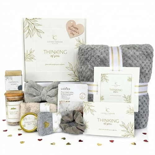 get well gifts for women, get well gifts for mom, girlfriend, wife, daughter, spa gift baskets for women with bath salts, oatmeal soap, blanket 11 pack