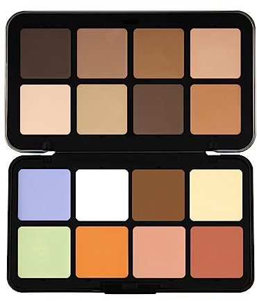 12/18 Color's Carla Secret Concealer Palette, Cream Concealer Foundation Palette, Waterproof, Long-Wearing Full Coverage for Flawless Skin, Makeup Blush for All Skin Types (E)