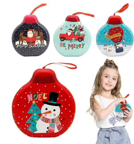 Scatola per cioccolatini in latta stagnata, per biscotti di Natale, set da 4 , in latta stagnata per biscotti di Natale