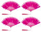 PATIKIL Embroidered Flower Marabou Feather Fan, 4 Pack 1920s Vintage Folding Handheld Fan Chinese Flapper Hand Fan for Costume Party Dancing Wedding Show Tea Decoration, Rose Red
