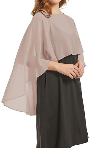 Damen Chiffon Cape Schals für Hochzeitskleider Elegantes Bankett Capelets,Khaki