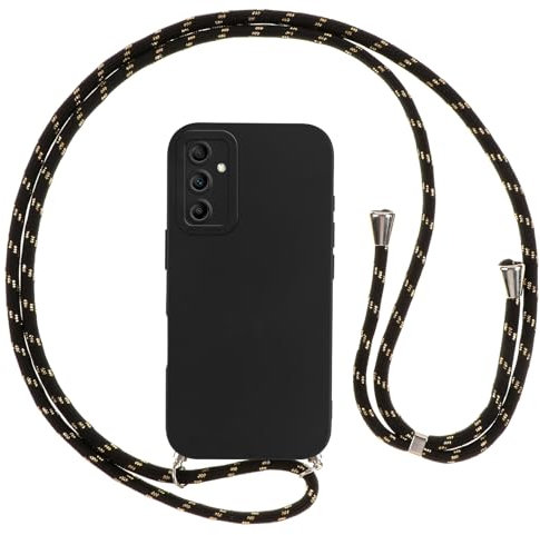 Vauki Coque pour Samsung Galaxy S24 avec Cordon, Etui avec Collier - Tour de Cou Lanière en Corde - Silicone Housse avec Réglable Chaine pour Samsung S24, Bandouliere - Noir