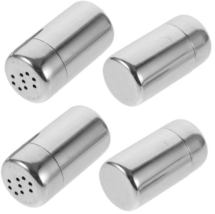 CRILSTYLEO 4 Pezzi Acciaio Inossidabile Shaker Zucchero Spezie Saliera Mini Condimento Contenitore Bottiglia Polvere Viaggio Campeggio