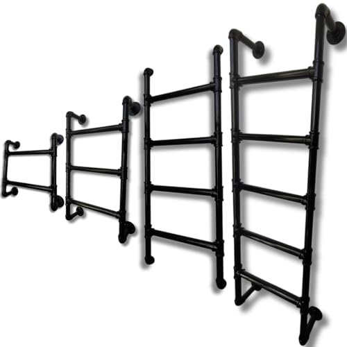 2-Step Wall-Mounted Ladder/Integrated 2-Rung Ladder Window Well Egress - Permanent Acess to the Roof, Basement, Boat, Loft or Bunk Bed - Two Step Built-in Stairs - Wall-Mounted Emergency Escape