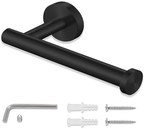 UBRAVE Toilet Roll Holder, Matte Black Wall Mounted, SUS304 Stainless Steel Toilet Paper Holder for Bathroom&Kitchen, Simple and Practical Toilet Roll Storage Dispenser, Waterproof&Rust Resistant