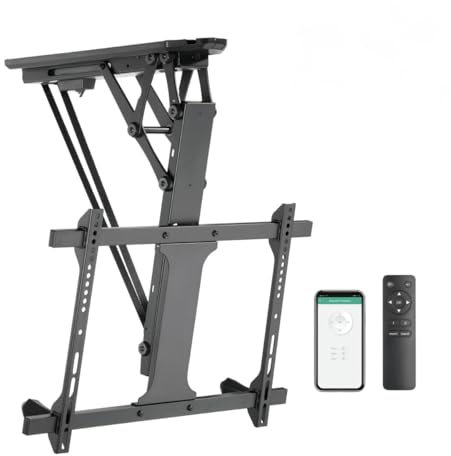 Spacetronik TV Deckenhalterung Elektrisch, Deckenhalterung für Fernseher 32-70 Zoll, Steuerung per Fernbedienung und TUYA App, Neigungsregulierung, Tragkraft bis zu 35 kg, VESA 600×400 mm