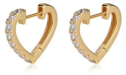 GAVU Frauen Herz Creolen aus 925 Sterling Silber 14K Vergoldet Ohrringe für Damen