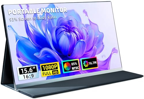 DZVW Portable Monitor for Laptop - 15.6 FHD 1080P Laptop Screen Extender Portable 85% NTSC Display USB-C/USB-A/HDMI for Windows Mac Work Travel