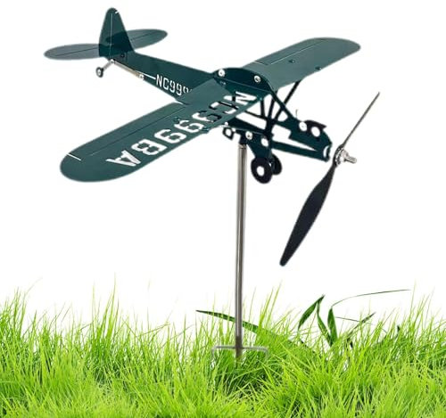 Trochate Flugzeug Wetterfahne,Flugzeug Wetterfahne Für Dachmontage - Outdoor Windrad Skulptur Aus Metall Für Flugzeugliebhaber Terrasse Garten Deko