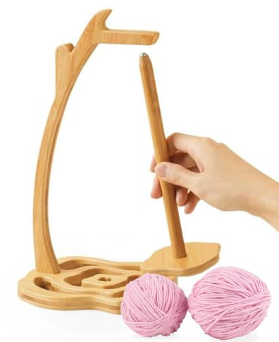 JasCherry Holzgarnhalter, magnetisch, Häkelgarnhalter, Spinner, abnehmbarer Garnkugelhalter, Organizer mit drehbarem Magnet, Garnspulenständer für Stricken, Häkelliebhaber, Oma, Muttertagsgeschenk
