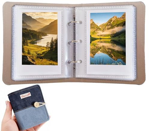 40 Taschen Mini Fotoalbum für 3x3 Zoll Filme, Kleines Photo Album, Fotoalbum Einsteckalbum, Kompatibel mit Fujifilm Instax Mini-Serie/Polaroid Z2300 (Blau)