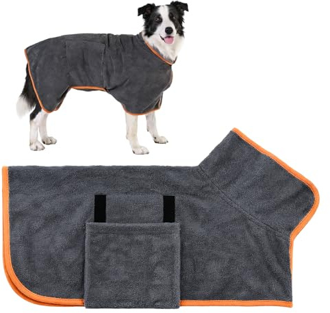 Peignoir pour Chien, Serviette pour Chien avec Bretelles réglables, Peignoir en Microfibre, Super Absorbante Serviette pour Chien, Manteau de Séchage pour Animaux, Peignoir deBain à Séchage Rapide