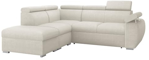 Mirjan24 Ecksofa Boston 2RR1P, Eckcouch mit Schlaffunktion und 2 Bettkästen, Polsterecke mit Einstellbare Kopfstützen, L-Sofa, Wohnlandschaft (Flow 06, Seite: Links - PP+1P(65)+R+2R)