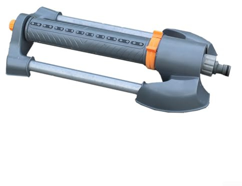 KHIronHive Irrigatore automatico a 20 fori regolabile da 30 a 120 gradi per prati e giardini rettangolari strumento di irrigazione a pressione dell'acqua filtro integrato grigio 39 x 16 x 7 cm
