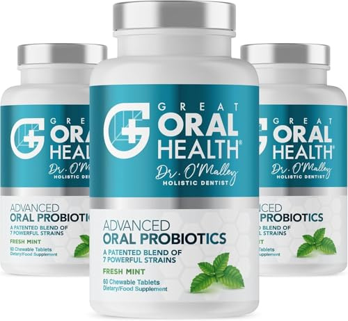 Oral Probiotics for Mouth Bad Breath Treatment for Adults: Dentist Formulated BLIS K12 M18 Advanced Oral Probiotics for Teeth and Gums, 60 Chewable Supplement Tablets (Mint 3pk)