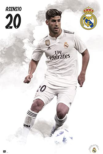 Real Madrid Fußball Asensio 18/19 - Sport Poster Plakat - Größe 61x91,5 cm + 1 Packung tesa Powerstrips® - Inhalt 20 Stück