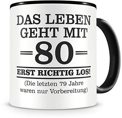 Samunshi® Tasse mit Spruch witzige Geschenke zum 80 Geburtstag Mann Frau Oma Opa Geburtstag Geschenkideen zum 80 Geburtstag schwarz