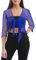 Love My Fashions® Women’s Fish Net Knitted Tie Up Bolero Shrug Top Ladies 3/4 Sleeve One Size Fits All Royal Blue