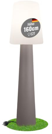 8 seasons design LED Stehlampe No. 1, 160 cm (Taupe), E27, warmweißes Licht – wetterfest – große Stehleuchte für außen (Garten, Terrasse, Balkon) & innen – dekorative Gartenlampe