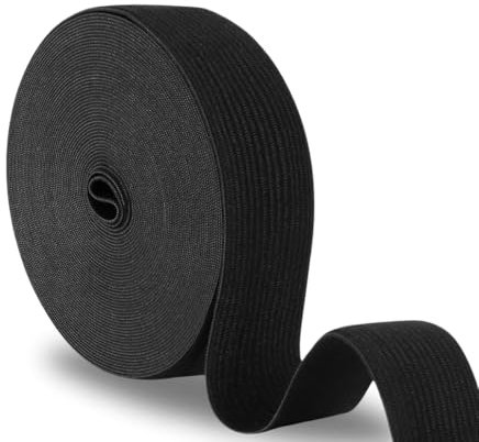 Thometzki 25 Meter Stabiles Gummiband mit Starkem Zug Zugkraft 10 15 20 25 30 40 50 80 100 mm Weis oder Schwarz (Schwarz, 10)