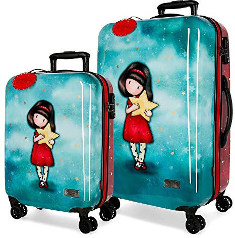 Santoro Gorjuss My Star Kofferset Mehrfarbig 55/67 cms Hartschalen ABS TSA-Schloss 97L 4 Doppelräder Handgepäck