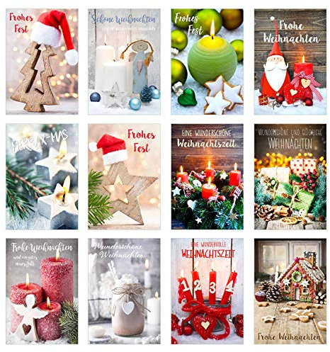 Edition Seidel Set 12 exklusive Premium Weihnachtskarten mit Umschlag. Doppelkarten/Klappkarten mit Briefumschlag. Weihnachten Karte Postkarte Weihnachtspostkarte